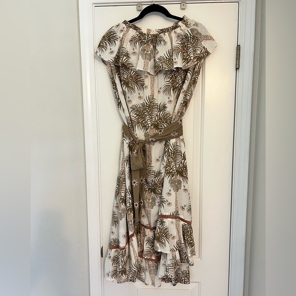 Strapless belted dress midi length
